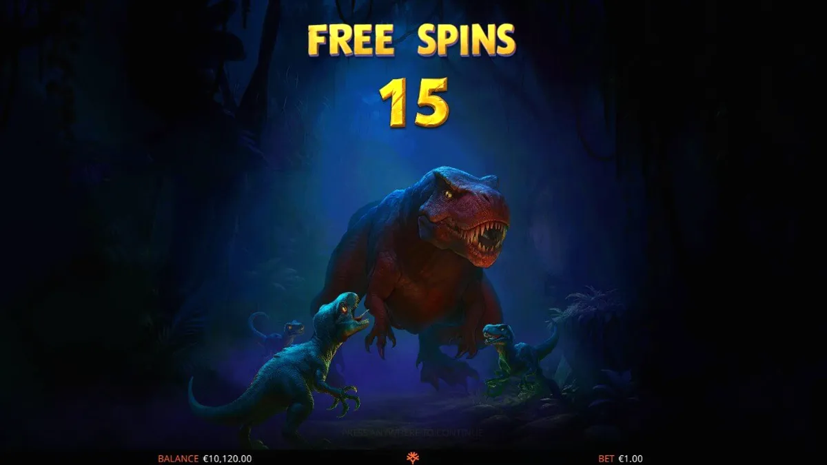 Interface do jogo de slot Raptor 2 DoubleMax com temática de dinossauros e selva