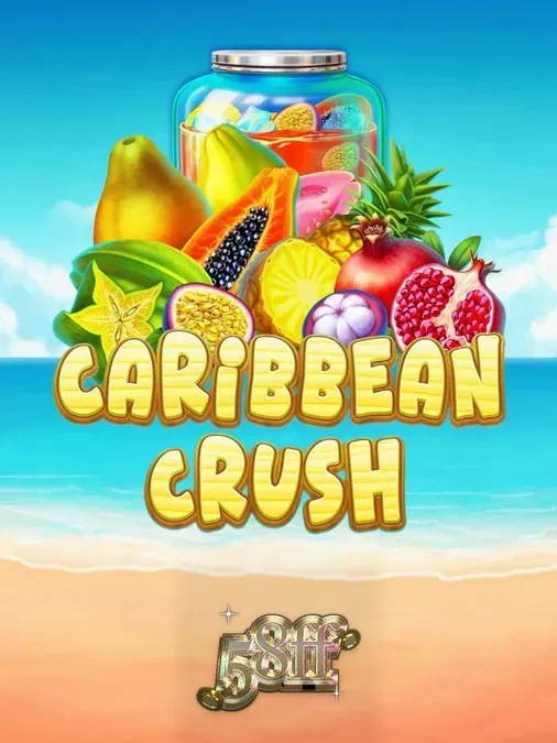 Interface vibrante e tropical do slot Caribbean Crush com símbolos de frutas exóticas.